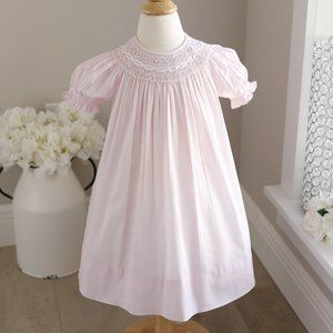 Strasburg Dress Pink Smocked Bishop 12/18 Months BEAUTIFUL AND SWEET
